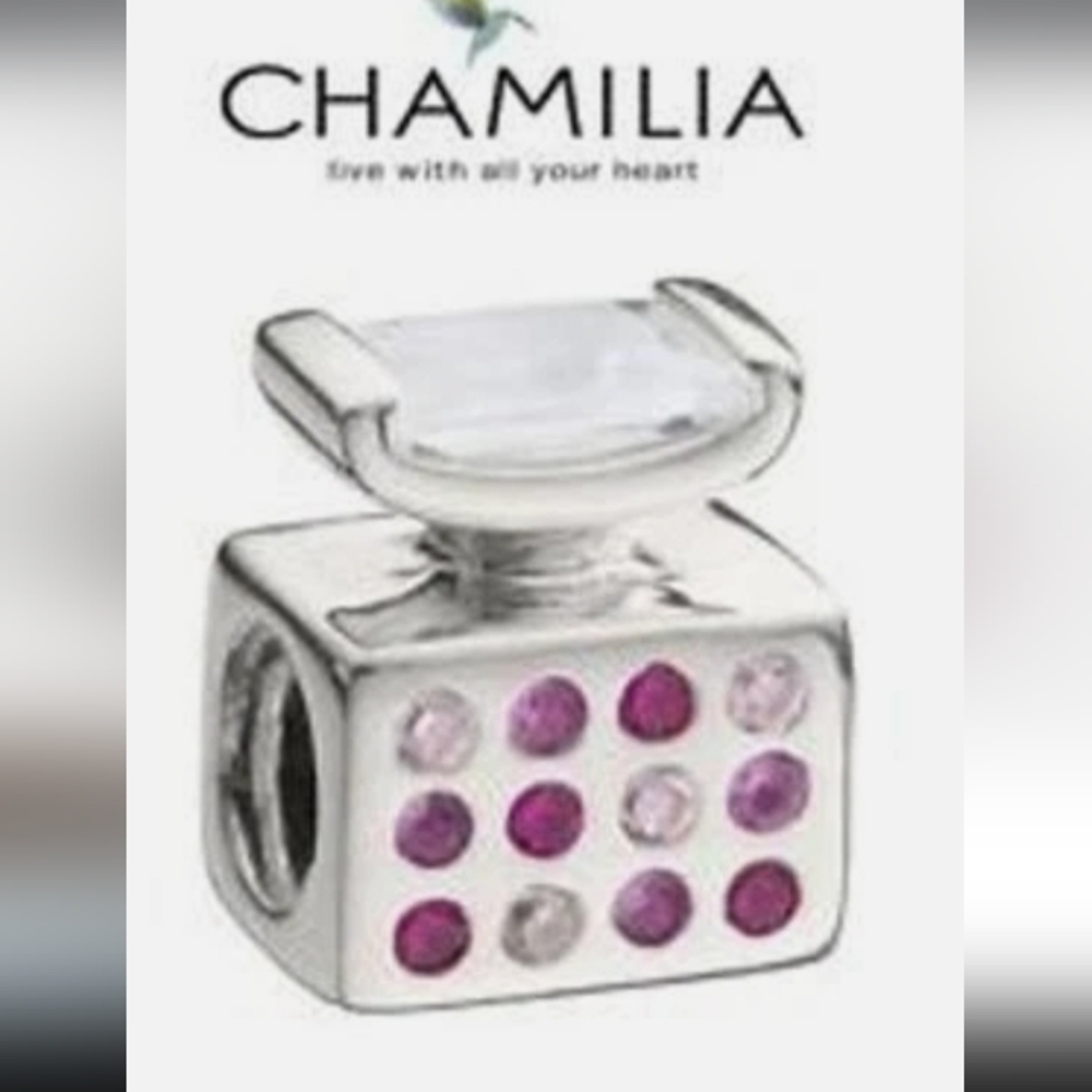 Retired Chamilia Perfume Bottle Bead CZ Pink